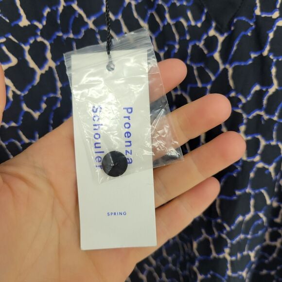 NEW Proenza Schouler xs/s silk-blend kaftan black blue leopard print resortwear - Picture 4 of 10